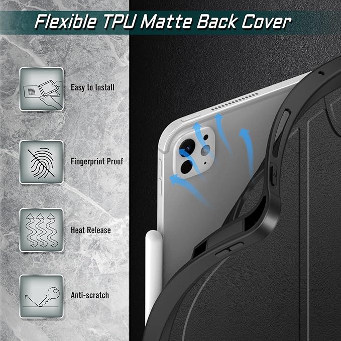 Fintie Magnetic Stand Case for iPad Pro 13-inch (M5) 2025 / (M4) 2024 - Multiple Angles Shockproof Rugged Soft TPU Cover with Pencil Holder Auto Sleep/Wake Black