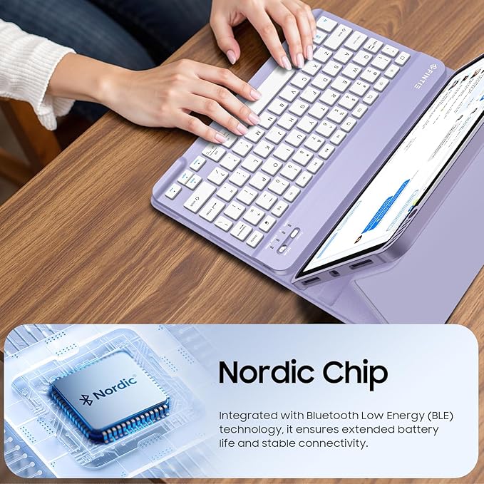 Fintie Keyboard Case for iPad Air 11-inch M4/M3/M2 (2026/2025/2024) iPad Air 5th/4th Generation (2022/2020) 10.9 Inch - Soft TPU Cover w/Magnetically Detachable Bluetooth Keyboard Lilac Purple