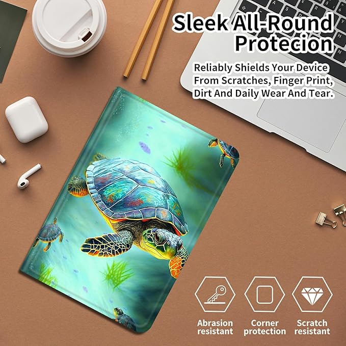 DIGTIALLL Case for iPad A16 11th Generation 11 inch 2025 / i10th Generation 10.9 Inch 2022 PU Leather Smart Premium Stand Protective Cover with Auto Sleep/WakeTurtle