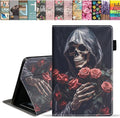 Case for All-New Amazon Fire HD 10 &amp 10 Plus Tablet 10.1 (13th/11th Generation 2023/2021 Release) Slim PU Leather Stand Cover with Card Slot &amp Auto Wake/Sleep - Skull Roses