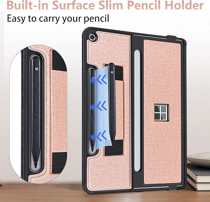 Protective Case for Microsoft Surface Pro 12 inch 2025 | Fall-Resistant Cover with Hand Strap | Compatible with Built-in Kickstand &amp Magnetic Slim Pen Storage &amp Type Cover Keyboard | Pink