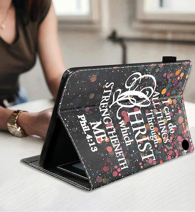 Case for All-New Amazon Fire HD 10 &amp HD 10 Plus Tablet 10.1 (13th/11th Generation 2023/2021 Release) Slim PU Leather Stand Cover with Auto Wake/Sleep Bible Verse Phil 4:13