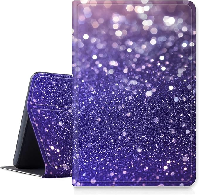 Case for Amazon Fire HD 8/ HD 8 Plus Tablet (12th/10th Generation 2024/2022/2020) PU Leather Smart Protective Cover with Auto Sleep/Wake for Fire HD 8 2024/2022Purple Glitter