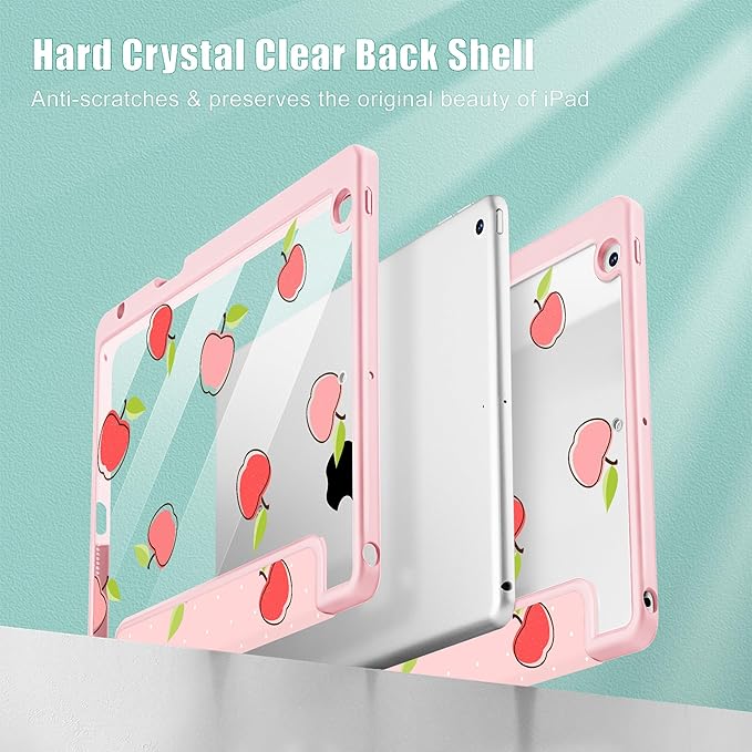 May Chen for iPad 9th Generation with Pencil Holder iPad 8th/7th Gen Case 10.2-inch [Penceil Holder] Trifold Stand Auto Wake/Sleep Clear TPU Protection Back Cover Apple Pattern