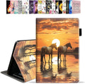 Case for All-New Amazon Kindle Fire HD 10 &amp 10 Plus Tablet 10.1 (13th/11th Generation 2023/2021 Release) - PU Leather Folio Case with Smart Auto Wake/Sleep Horse at Sunset