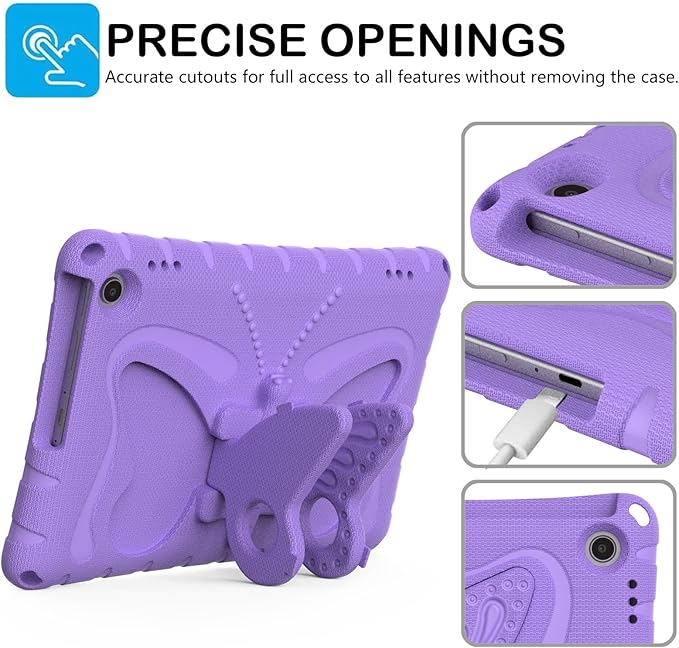 Kids Case Compatible with Kindle Fire HD 10 Tablet (13th/11th Generation 2023/2021 Release) Lightweight Shockproof Case EVA Foam Cover with Shoulder Strap &amp Stand Cover for Boys Girls(Purple)