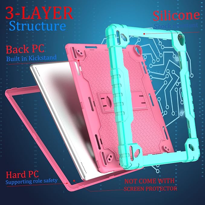 for YQSAVIOR Tab CP10 10.1 Case/Coopers Tab CP10 10.1 inch Case with Screen Protectror Built in Shoulder Strap &amp Kickstand for YQSAVIOR/Coopers Tab CP10 10.1 Tablet (Green/Pink/1 PC)