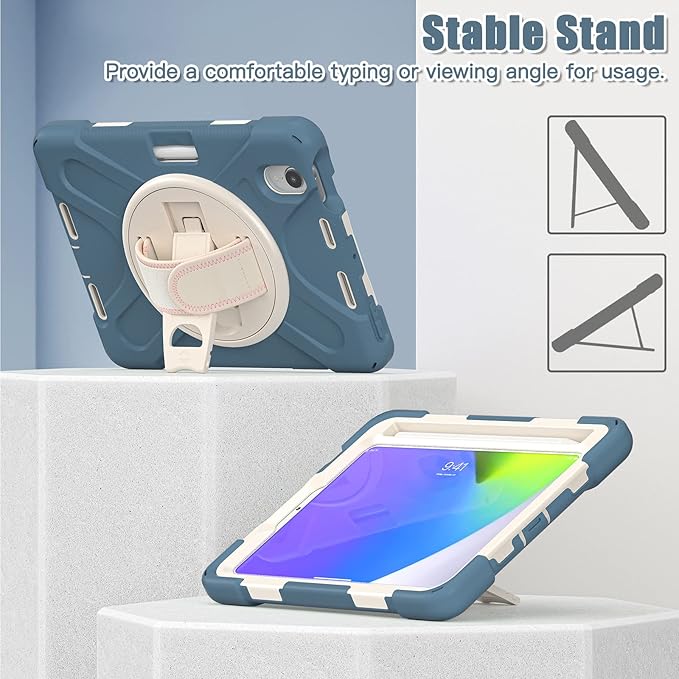 ZenRich Shockproof Case for iPad mini 7 (A17 Pro) 2024/ iPad mini 6th 2022 Heavy Duty Rugged Case with Pencil Holder/360°Rotating Kickstand/Handle/Carrying Shoulder BeltCronflowerBlue