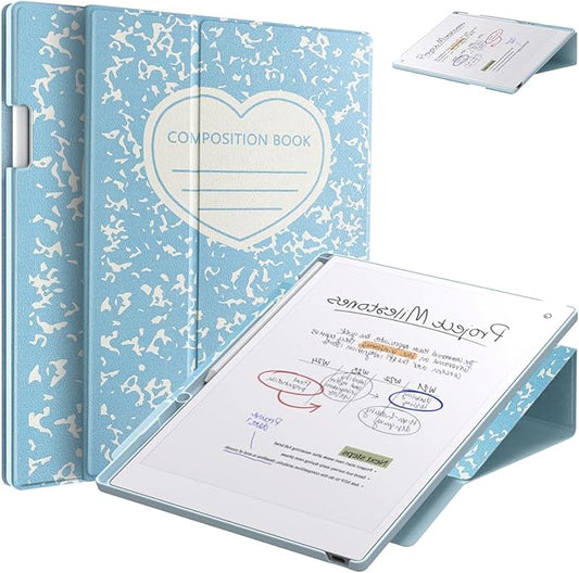 E NET-CASE Case for Remarkable Paper Pro Color 11.8- Multi-Viewing &amp Auto Sleep/Wake Book Folio Cover with Built-in Pen Holder for Remarkable Paper Pro Tablet 11.8 inch 2024 Released (Sky Blue-Bo