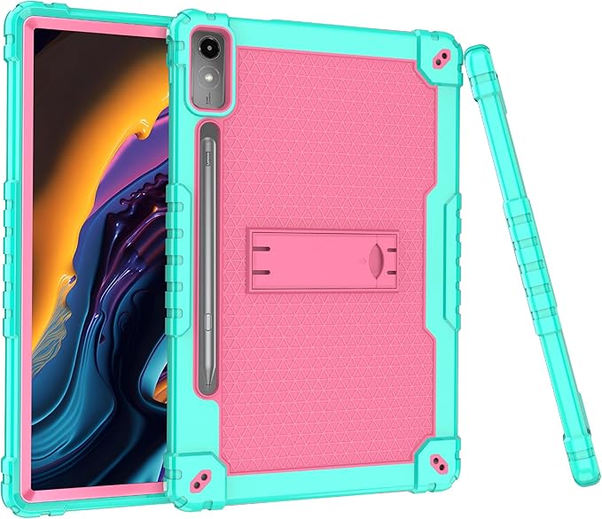 Case for Lenovo Tab P12 12.7 Inches Tablet Case Shockproof Hybrid Kids Case with Screeen Protector for Lenovo tab P12/Xiaoxin Pad Pro 12.7 Tablet Case TB370FU/TB371FC (Green/Pink/1 Pc)