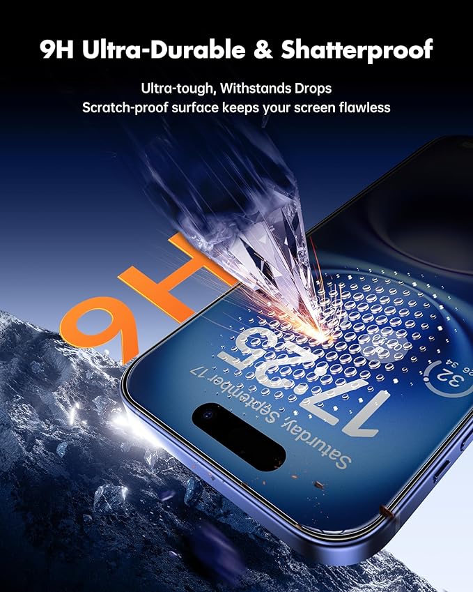 UNBREAKcable Privacy Screen Protector for iPhone 16 (6.1) 25° Anti-Spy Tempered Glass Easy Install Alignment Frame Case-Friendly 9H Hardness Anti-Fingerprint 3-Pack
