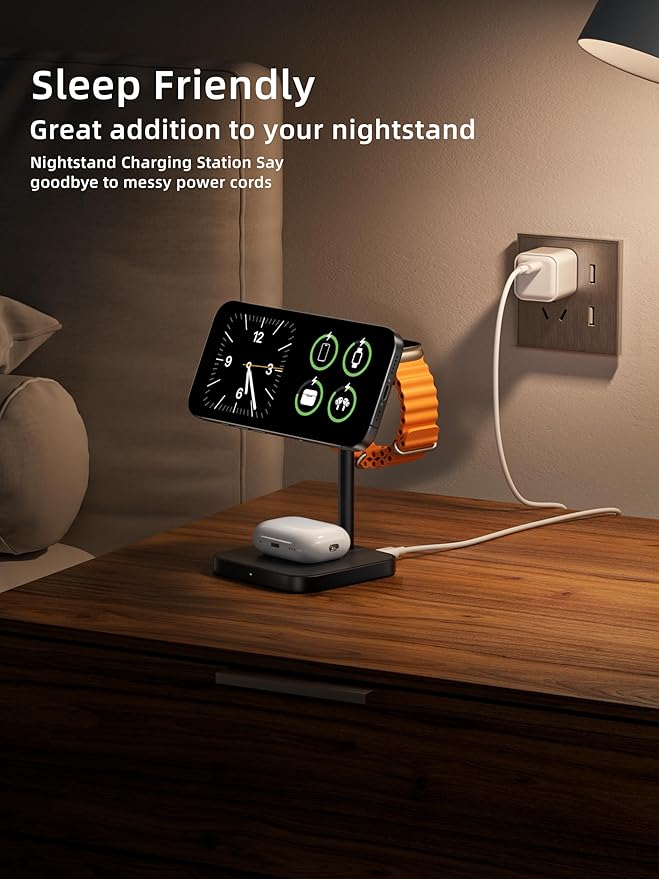 [Qi2 Certified ] LULULOOK 3 in 1 Charging Station 15W QI2 Wireless Charger Stand Magnetic Charger for iPhone 17/16/15/14/13/12 Series AirPods Pro/3/4 Apple Watch with 30W PD Adapter