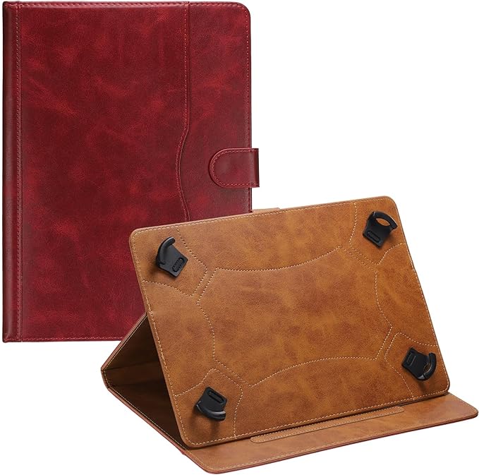 Tablet Case (10.6 x 7.9 Inch) - PU Leather Folio Standing Protective Case Universal Protective Cover Case for 9-10 Inch Tablet Red