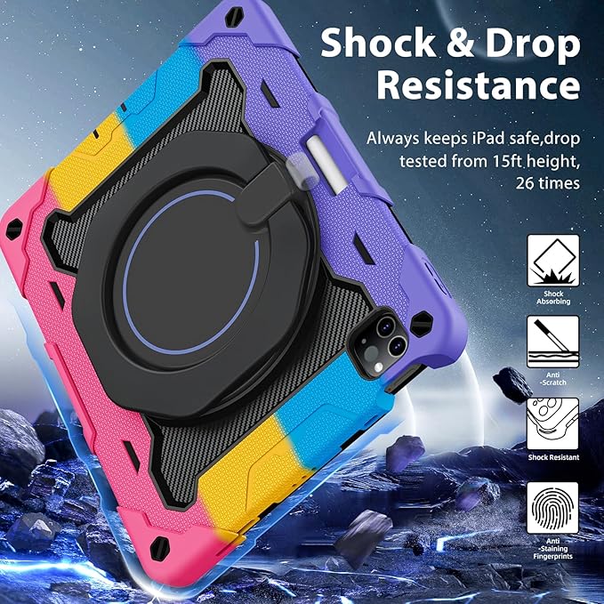 ROISKIN for iPad Air 11 inch M4/M3/M2 Case iPad Pro 11 inch 4th/3rd/2nd/1st GenerationiPad Air 5th/4th 10.9 inch CaseHeavy Duty Shockproof with 360 Stand Handle Shoulder Strap Pen Holder for Kids