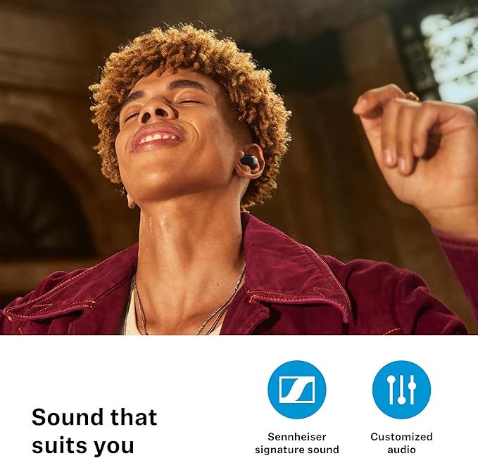 Sennheiser ACCENTUM True Wireless Earbuds - Crystal-Clear Sound with Hybrid ANC Ergonomic Design 28-Hour Battery Life Touch Interface White