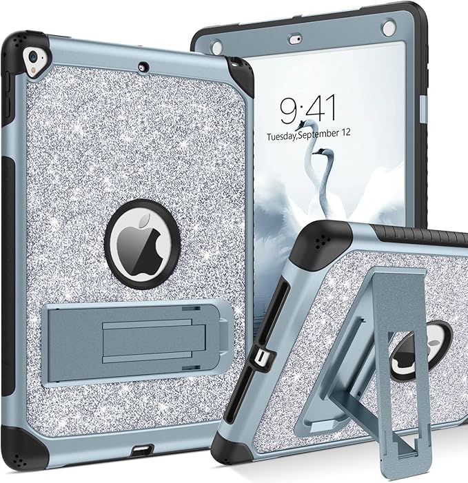 YINLAI Case for iPad 6th GenerationiPad 5th Generation CaseiPad 9.7 CaseGlitter Women Shockproof Drop Protection Cover with Kickstand iPad 9.7 inch iPad Air2 A1893/A1954/A1822/A1823Titanium Blue