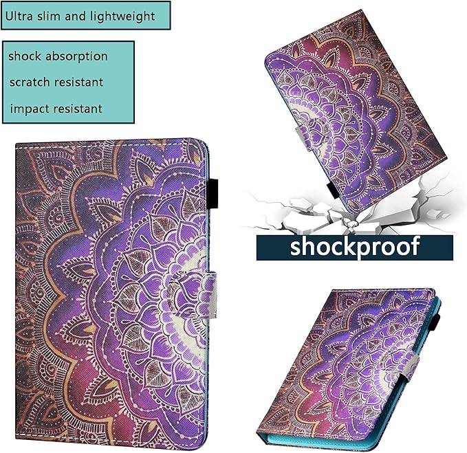 7 Kindle Fire 7 Case 9th/7th/5th Generation (2019/2017/2015 Release) with Stand Pencil Holder [Auto Wake/Sleep] Slim Smart Magnetic Folio PU Leather &amp TPU Back Cover Purple Datura Flowers