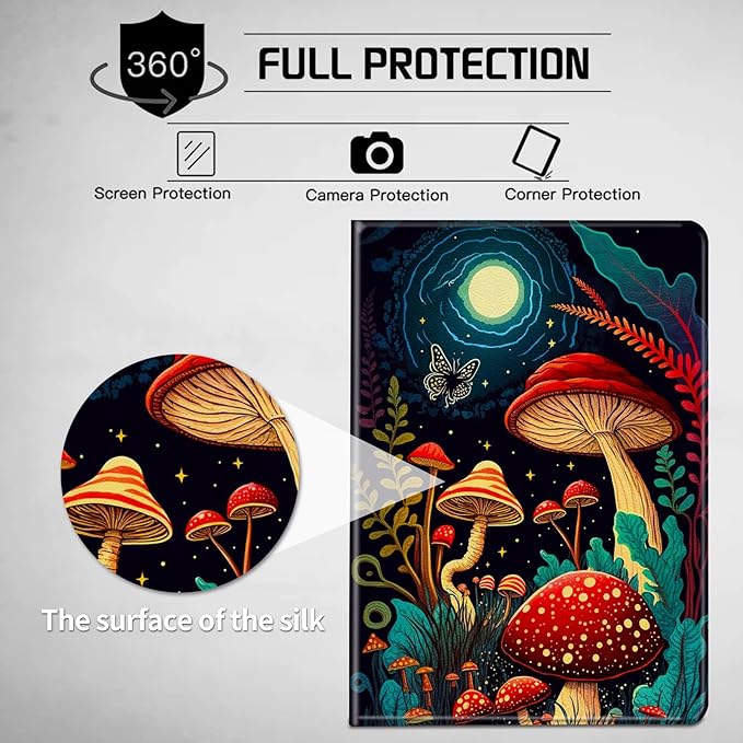 for All-New Fire HD 10 Tablet Case (13th Generation 10.1 inch 2023 Release) with Adjustable Stand &amp Auto Wake/Sleep Feature Smart Protect Cover Case - Mushroom Moon