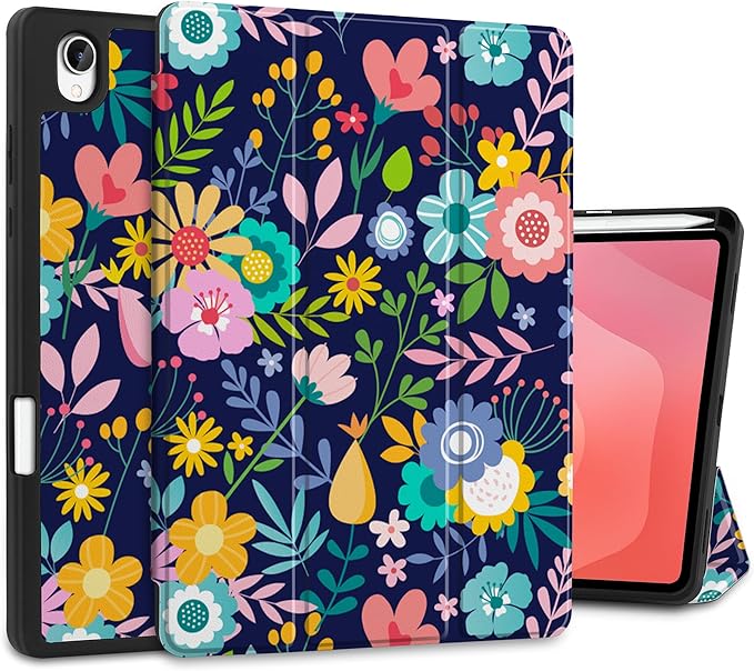 DONGKE Case for Samsung Galaxy Tab S11 5G 11 2025 Model (SM-X730/X736B) Slim Lightweight Trifold Stand Cover with S Pen Holder Auto Sleep/Wake Soft TPU Shockproof Back Beautiful Flowers