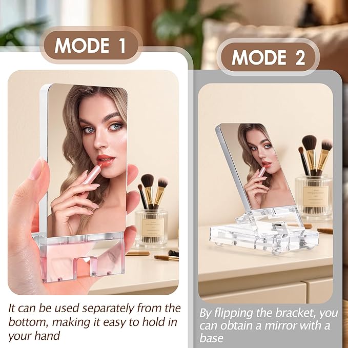 Removable Acrylic Desktop Cell Phone Holder with Flat Mirror (White)