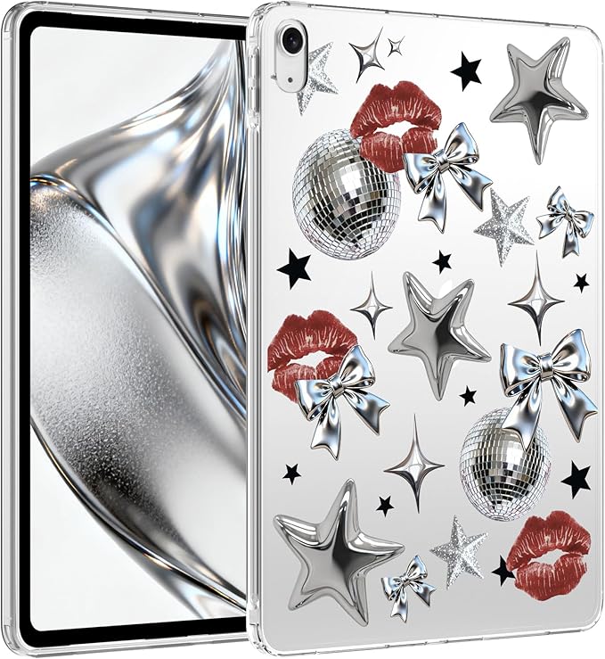 for 10.2 iPad 2019/2020/2021Y2k Silvery Star Crystal Clear CaseSlim Lightweight Anti-Scratch Soft TPU Bumper Hard Acrylic Back Cover for iPad 7th/8th/9th Gen for Women