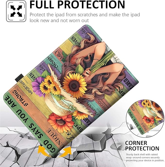 Case Fits Amazon Kindle Fire HD 8 &amp 8 Plus Tablet (12th Generation/10th Generation 2022/2020 Release) 8 Multi-Angle Smart Stand Cover Auto Sleep/WakeBlack Girl African Women Girl Sunflower