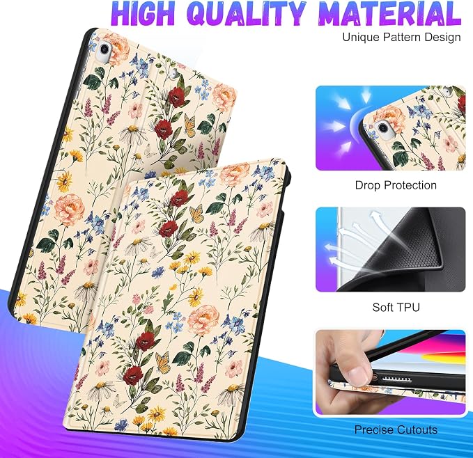 2-for iPad ipad 9/8/7th-Vintage Flower