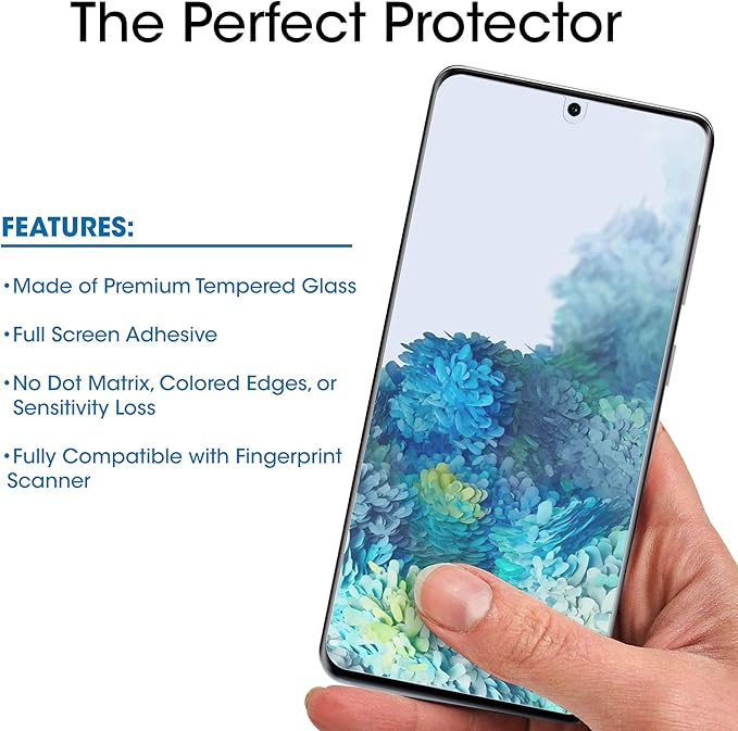 amFilm Ultra Glass Screen Protector for Galaxy S20 (2 Pack) UV Gel Application Tempered Glass Compatible with UltraSonic Fingerprint Scanner for Galaxy S20 (2020)