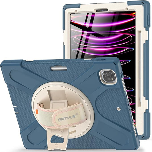 BATYUE Case for iPad Air 11-inch M4(2026)/ M3(2025) / M2(2024) iPad Air 5th/4th 10.9 inch(2022/2020) iPad Pro 11 4th/3rd/2nd/1st Gen Case with Pencil Holder+Shoulder Strap Cornflower Blue