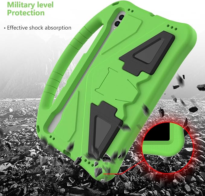 Case for Samsung Galaxy Tab S10 Lite/S10 FE/S9 FE (10.9'') Kids EVA Protective Cover with Stand Handle Green