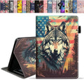Case for All-New Amazon Fire HD 10 &amp 10 Plus Tablet 10.1 (13th/11th Generation 2023/2021 Release) Slim Stand Folio Cover with Card Slot &amp Auto Wake/Sleep - American Flag Wolf