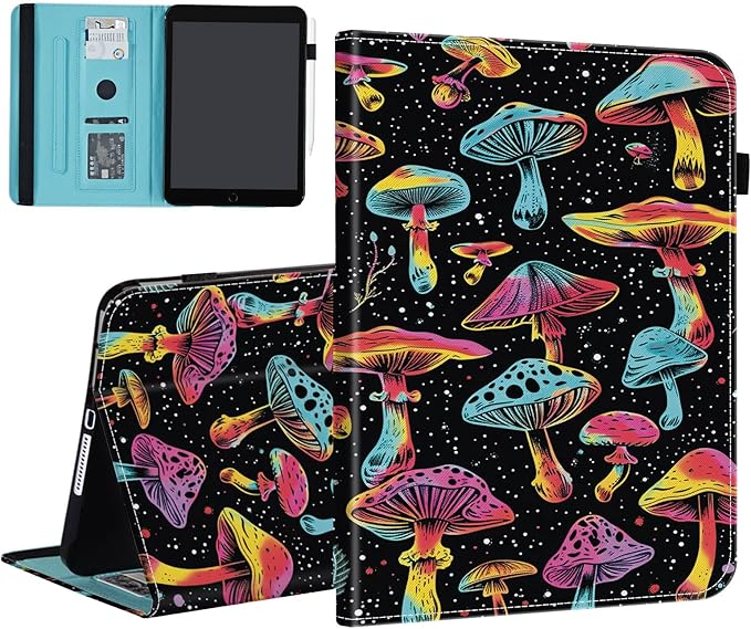 Case for Samsung Galaxy Tab S10 FE Plus 13.1 Inch 2025 Model (SM-X620/X626)Card Slot PU Leather TPU Case Pen Holder Auto Wake SleepAesthetic Mushroom