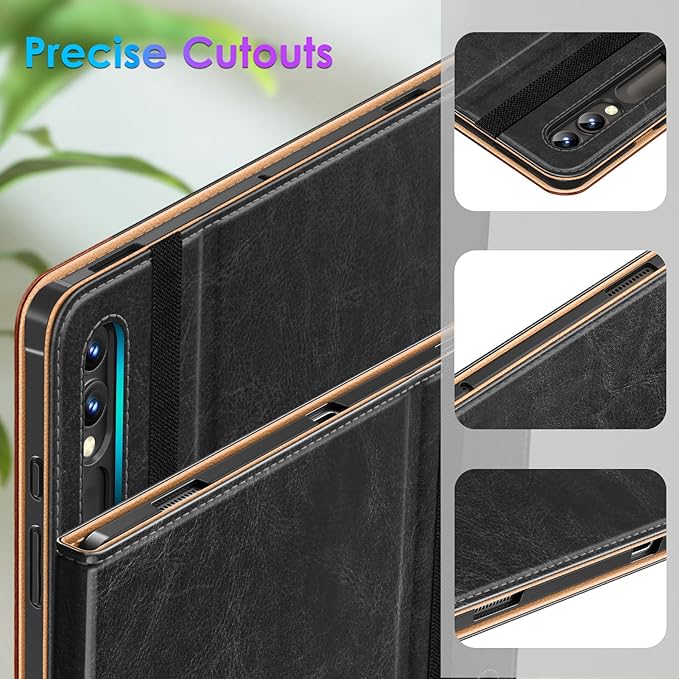 DTTO for Samsung Galaxy Tab S10 Ultra / S9 Ultra / S8 Ultra Case 2024/2023/2022 Premium Leather Business Folio Stand Cover with S Pen Holder for 14.6 Inch Tablet Auto Wake/Sleep Black Brown