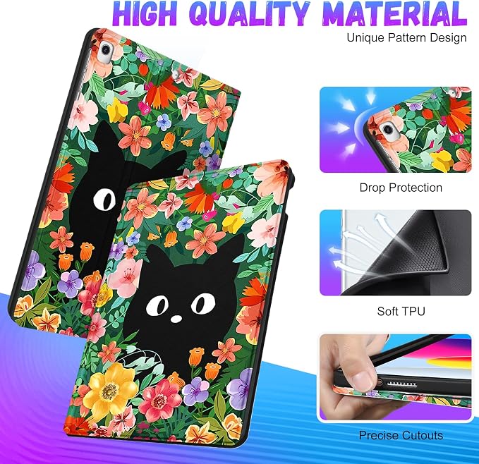 2-for iPad ipad 9/8/7th-Flower Cat