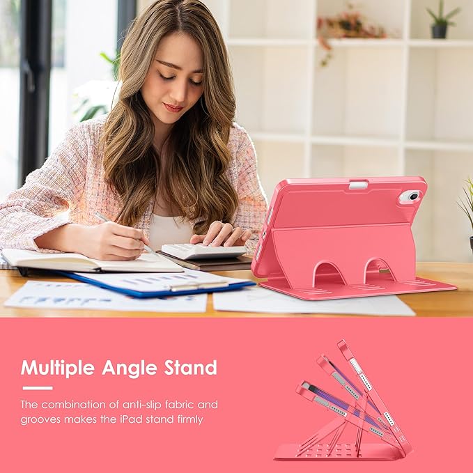 VIKESI Case for iPad iPad mini 7 (A17 Pro) and iPad mini 6Multiple Angles Magnetic Stand CoverShockproof Soft BackPencil Holderand Auto Sleep/WakeRed