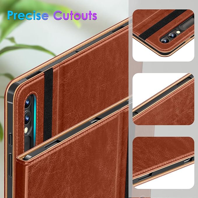 DTTO for Samsung Galaxy Tab S10 Ultra / S9 Ultra / S8 Ultra Case 2024/2023/2022 Premium Leather Business Folio Stand Cover with S Pen Holder for 14.6 Inch Tablet Auto Wake/Sleep Brown