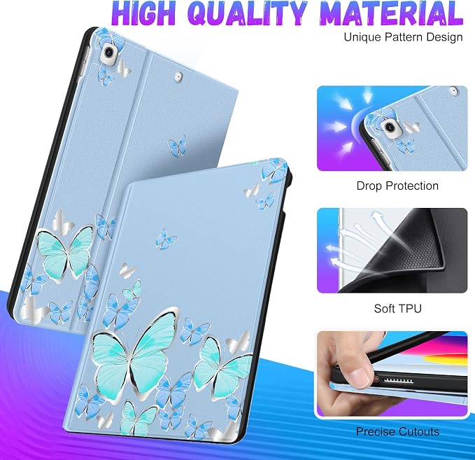 for ipad 9/8/7th-Blue Butterfly