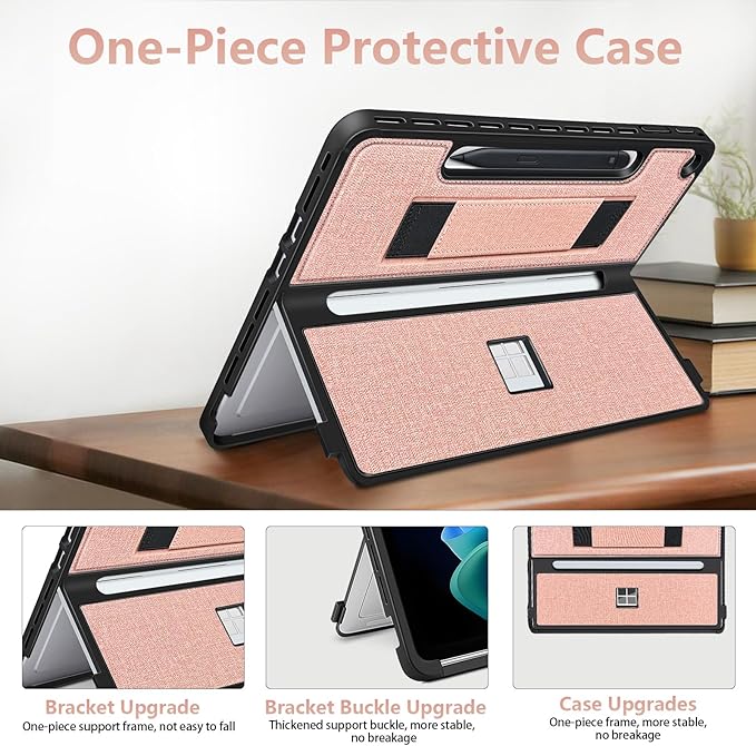 Protective Case for Microsoft Surface Pro 12 inch 2025 | Fall-Resistant Cover with Hand Strap | Compatible with Built-in Kickstand &amp Magnetic Slim Pen Storage &amp Type Cover Keyboard | Pink