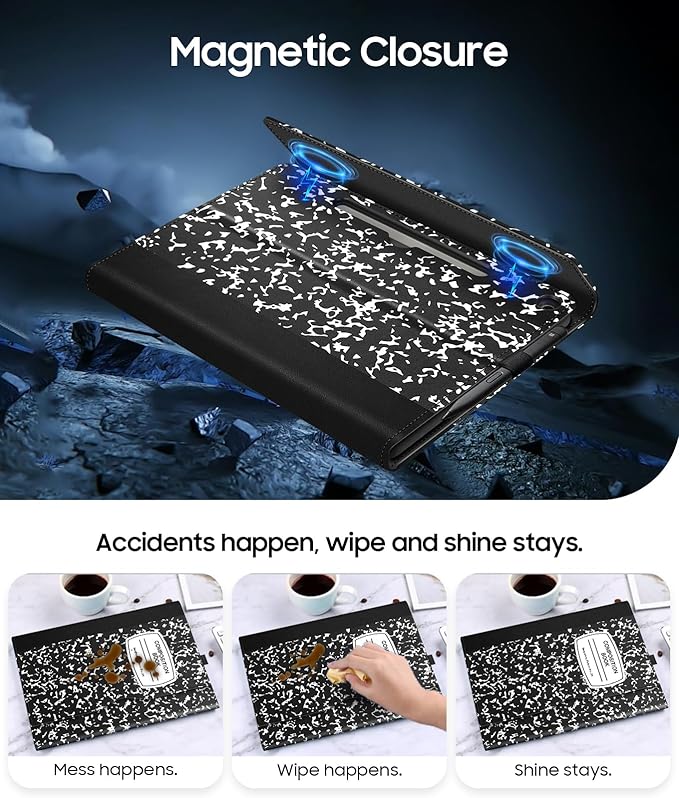 Fintie Protective Case for Microsoft Surface Pro 12 Inch (2025) Multi-Angle Viewing Portfolio Business TPU Back Cover with Pocket &amp Stylus Holder Compatible with Type Cover Keyboard (Com-Book)