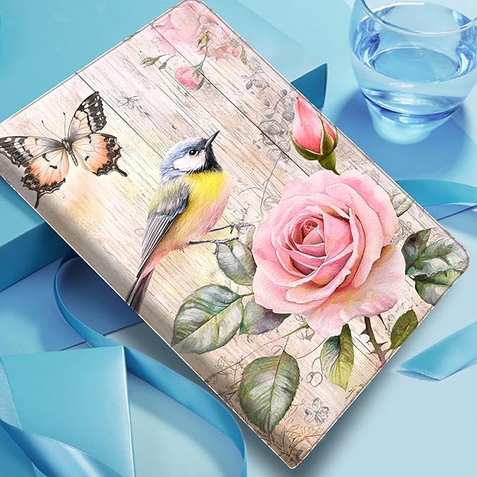 Case for Amazon Fire 7 Tablet 7 12th Generation 2022 Release PU Leather Smart Protective Cover with Auto Sleep/Wake for Fire 7 2022Beautiful Watercolor Bird