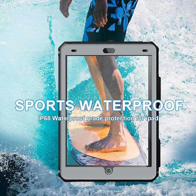 AICase 10.2 iPad 9th/ 8th/ 7th Generation 2021/2020/ 2019 IP68 Waterproof Case with Lanyard Built-in Screen Protector Rugged Waterproof Shockproof Case for Apple ipad 10.2 iPad 9th 8th &amp7th Gen