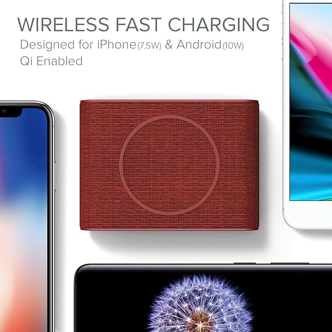iOttie iON Wireless Mini Fast Charging Pad || Qi-Certified Charger 7.5W for iPhone XS Max R 8 Plus 10W for Samsung Galaxy S10 E S9 S8 Plus Edge Note 9 | Includes USB C Cable &amp AC Adapter | Ruby