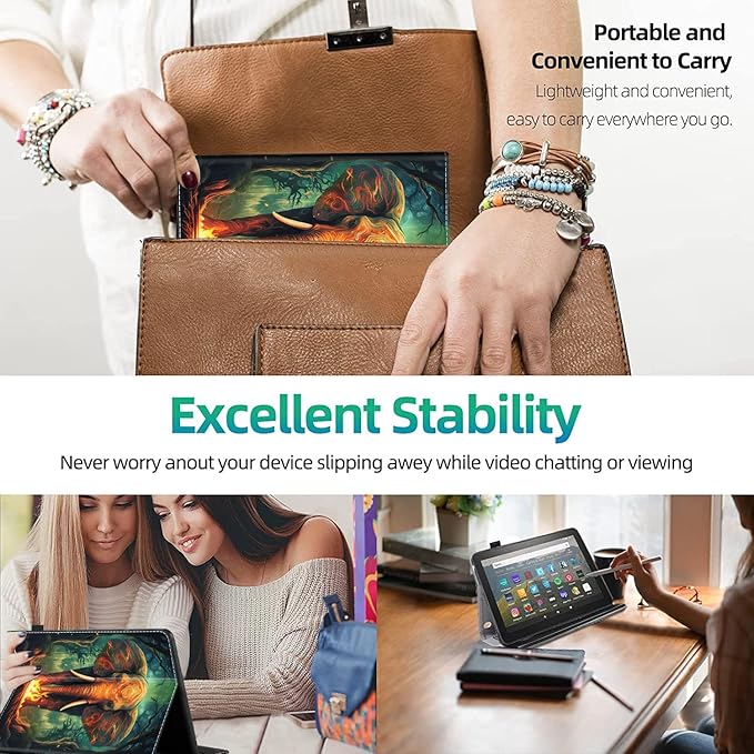 Case for All-New Amazon Kindle Fire HD 10 and Fire HD 10 Plus Tablet (13th/11th Generation 2023/2021 Release) 10.1 Slim Folding Stand Cover with Auto Wake/Sleep Elephant