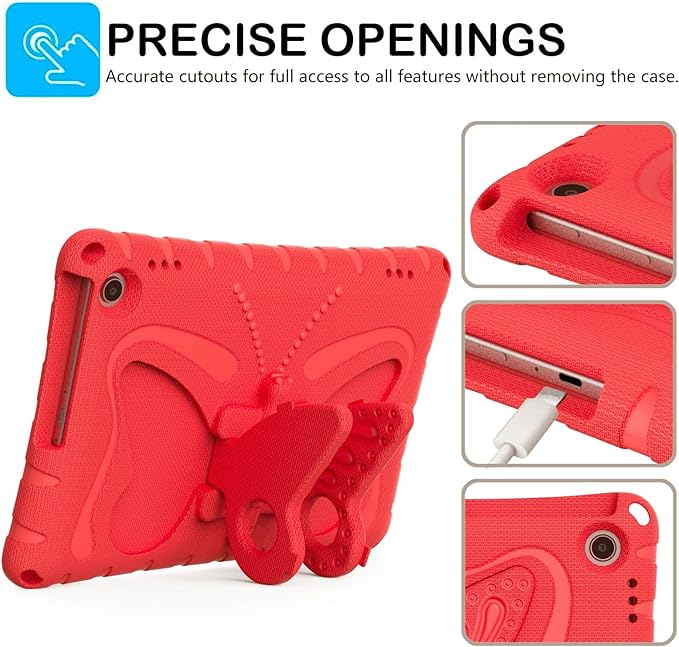 Kids Case Compatible with Kindle Fire HD 10 Tablet (13th/11th Generation 2023/2021 Release) Lightweight Shockproof Case EVA Foam Cover with Shoulder Strap &amp Stand Cover for Boys Girls(Red)