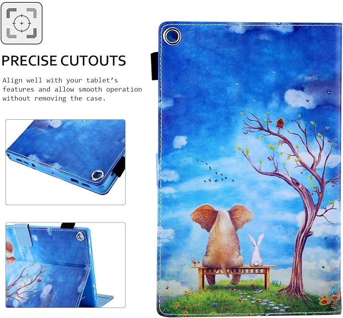 Case for Amazon Fire HD 10 Tablet (5th/7th/9th Generation) Techcircle Cute Stand Folio Slim Fit Leather Protective Flip Cover Case with Card Slots &amp Pen Holder Sleep/Wake Feature Wonderful Scen