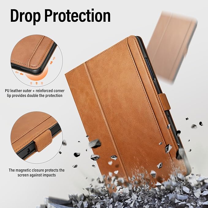 Case for Samsung Galaxy Tab A11+/A11 Plus/A9+ Plus 5G Tablet 11 Inch 2026/2023 (SM-X230/X236/X238/X210/X216/X218u) with PocketMagnetic ClosureMulti Angle CoverAuto Sleep/WakeBrown
