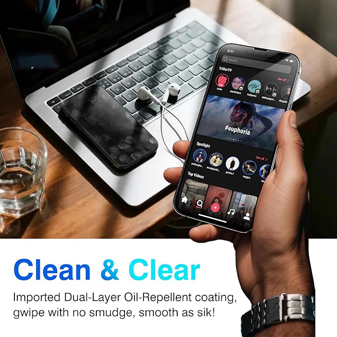 EZ-GLAZ- 4 Pack for iPhone 13 Pro Max Screen Protector [6.7] With 2 Pack Camera Lens Protector 9H+ Hardness 12FT Military Grade Shatterproof Scratch Resistant Durable Tempered Glass Film with Flawle