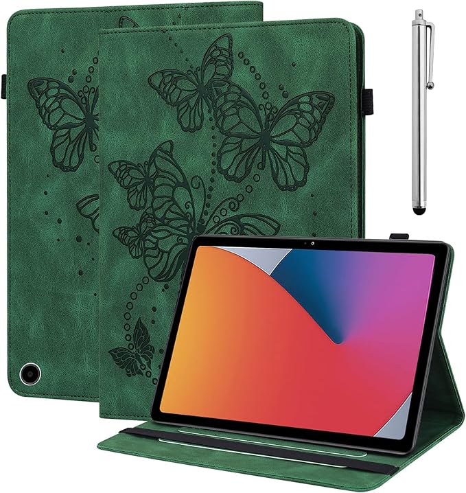 Case for Amazon Kindle Fire Max 11 Case (13th Generation 2023 Release) 11PU Leather Folio Embossed Butterfly Stand Cover for Fire Max 11 Tablet - Green