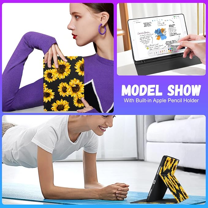 for ipad 9/8/7th-Sunflower Leopard
