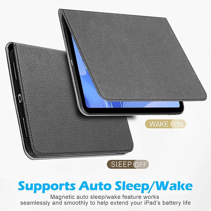 Leather Case for iPad 11th/10th Gen (11&amp10.9 inch 2025-2022) | Shockproof Smart Cover | Adjustable Stand | Auto Wake/Sleep | Multiple View Angles | Black